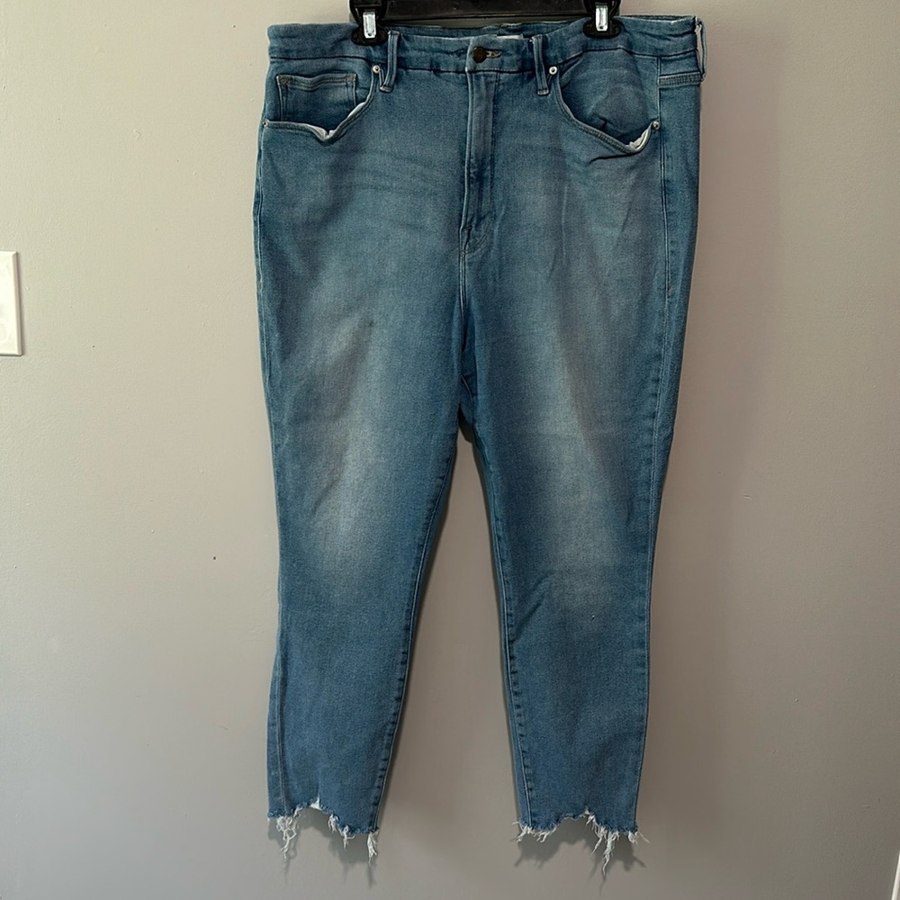 Good American Good Curve Raw Hem Skinny Crop Sz 20